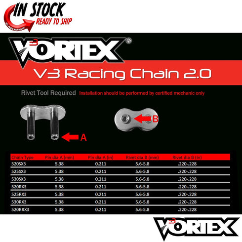 Honda CBR1000RR 04-05 Vortex 530 Chain and Sprocket Kit 16-41 Tooth CK2251