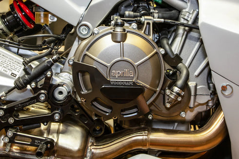 WOODCRAFT RH CLUTCH COVER PROTECTER / SKID PLATE BLK 21-24 APRILIA 660 RS TUONO