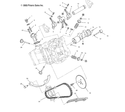 Polaris Exhaust Rocker Arm Assembly, Genuine OEM Part 3084913, Qty 1