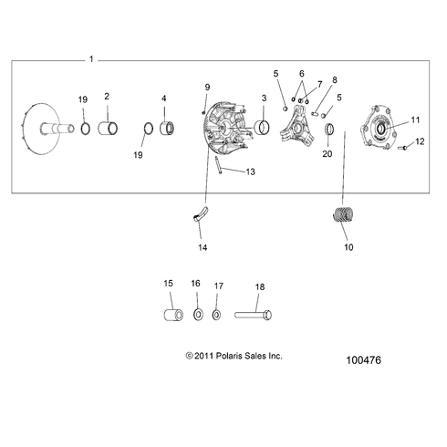 Polaris Asm. Clutch Oneway 1521667 New OEM Sportsman 550 570 850 1000 XP