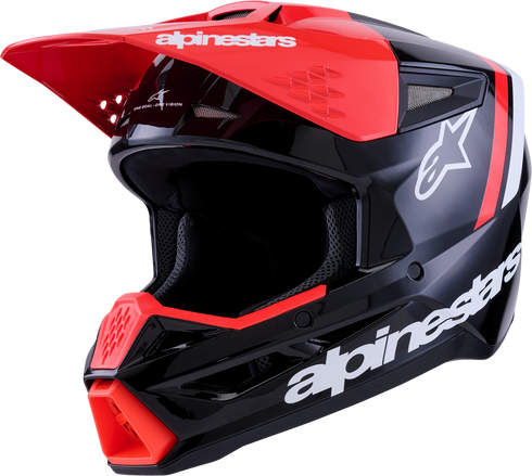ALPINESTARS Sm3 Radium Helmet Blk/Red Fluo/White Glossy Sm - 482-00182S