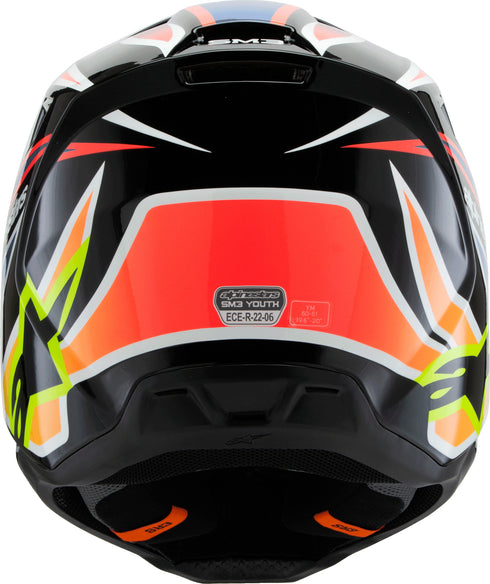 ALPINESTARS Sm3 Youth Wurx Helmet Blk/Ylw Fluo/Blue/Red Ys - 482-00087YS