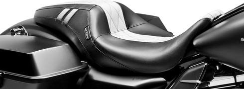 LE PERA Outcast GT Seat - Full-Length - w/o Backrest - Black Double Diamond w/White Inlay - FL '08-'23 LK-987GT1