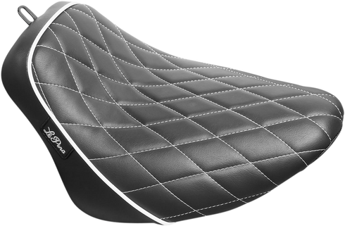 LE PERA Bare Bones Solo Seat - Diamond Stitch w/ White Stitching/Piping - Black - Softail '18-'23 LYX-007DMWTP