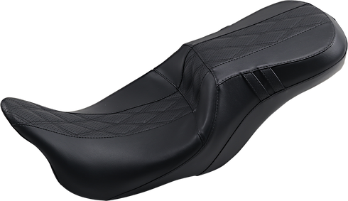 LE PERA Outcast GT-2 Seat - 2-Up - w/o Backrest - Black Double Diamond - Perforated - FL '08-'23 LK-997GT2