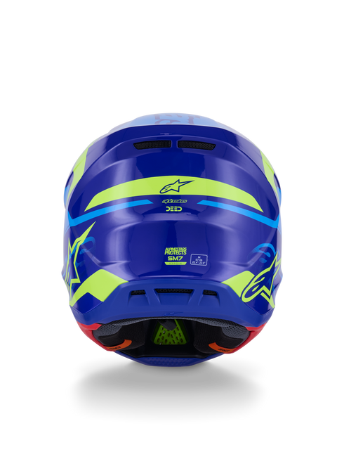 ALPINESTARS Sm7 Deed Helmet Blue/Ylw Fluo Glossy Lg - 482-00192L