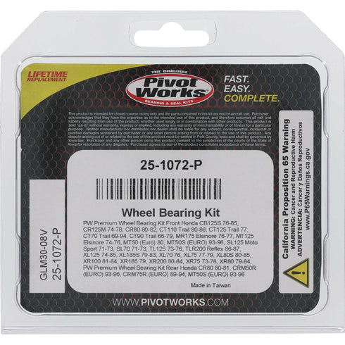 PIVOT WORKS Wheel Bearing Kit Premium - 22-51072P