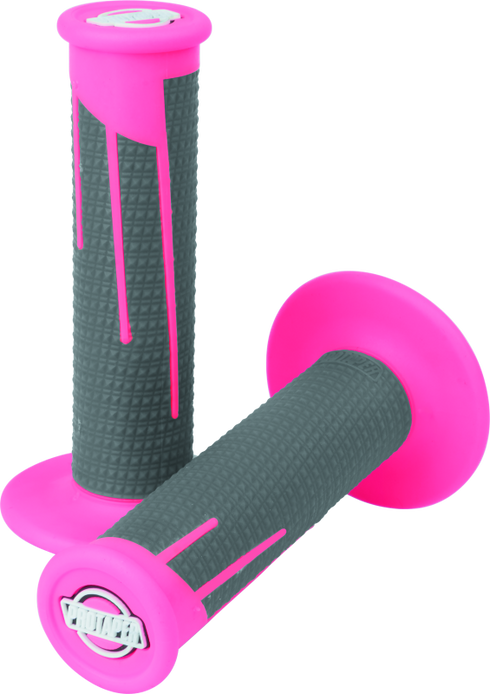ProTaper Full Diamond Clamp-On Grips - Neon Pink/Dark Gray