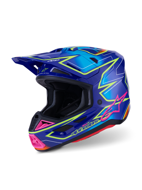 ALPINESTARS Sm7 Cast Helmet Blue/Pnk/Ylw Fluo Glossy Sm - 482-00193S