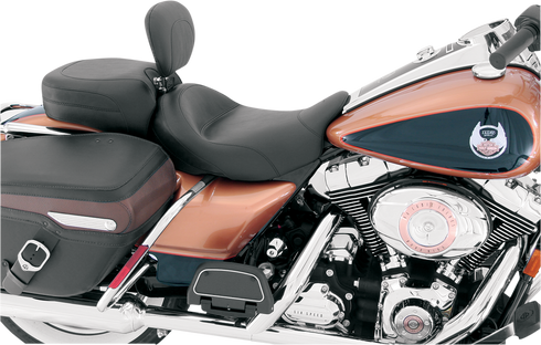 MUSTANG Wide Solo Seat - With Backrest - Vintage - Black - Smooth - FL '08-'25 79600