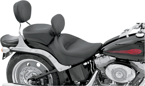 MUSTANG Wide Solo Seat - With Backrest - Vintage - Black - Smooth - Softail '06-'17 79530