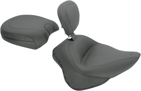 MUSTANG Wide Solo Seat - With Backrest - Vintage - Black - Smooth - FL/FX '11-'17 79742