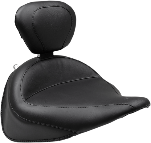 MUSTANG Wide Solo Seat - With Backrest - Vintage - Black - Smooth - FLSTC '16-'17 79916