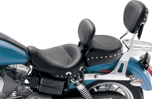 MUSTANG Wide Solo Seat - With Backrest - Black - Studded w /Concho - FXD '06-'17 79346