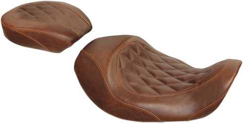 MUSTANG Forward Wide Tripper Solo Seat - Diamond - Brown - Dyna '06-'17 76711