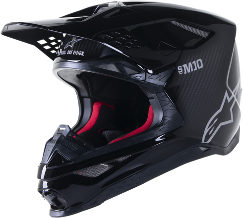 ALPINESTARS Supertech S M10 Solid Helmet Black Glossy/Carbon Xs - 482-9041XS