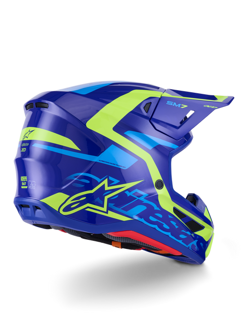 ALPINESTARS Sm7 Deed Helmet Blue/Ylw Fluo Glossy 2x - 482-001922X