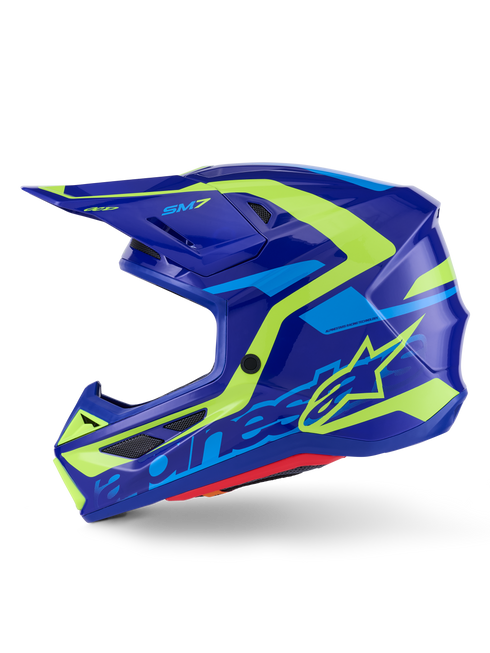 ALPINESTARS Sm7 Deed Helmet Blue/Ylw Fluo Glossy 2x - 482-001922X