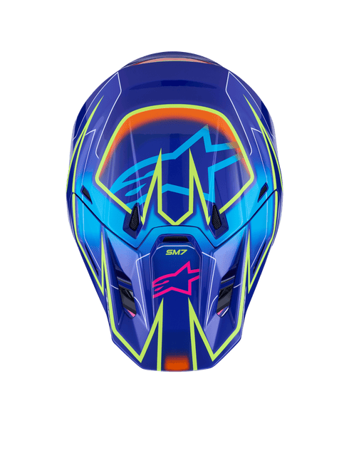 ALPINESTARS Sm7 Cast Helmet Blue/Pnk/Ylw Fluo Glossy Sm - 482-00193S